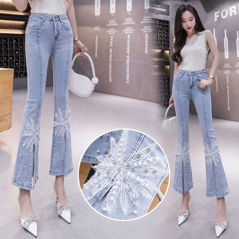 Slit Stretch Micro-flare Jeans  US 64D103