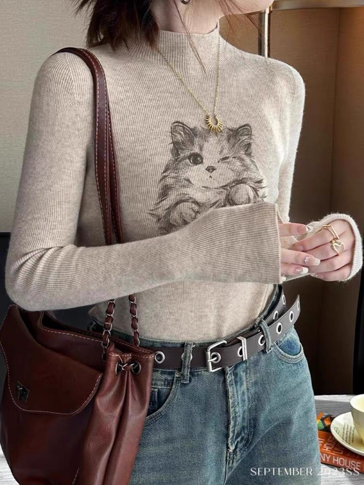 Half-high Collar Knitted Bottoming Shirt SAB201