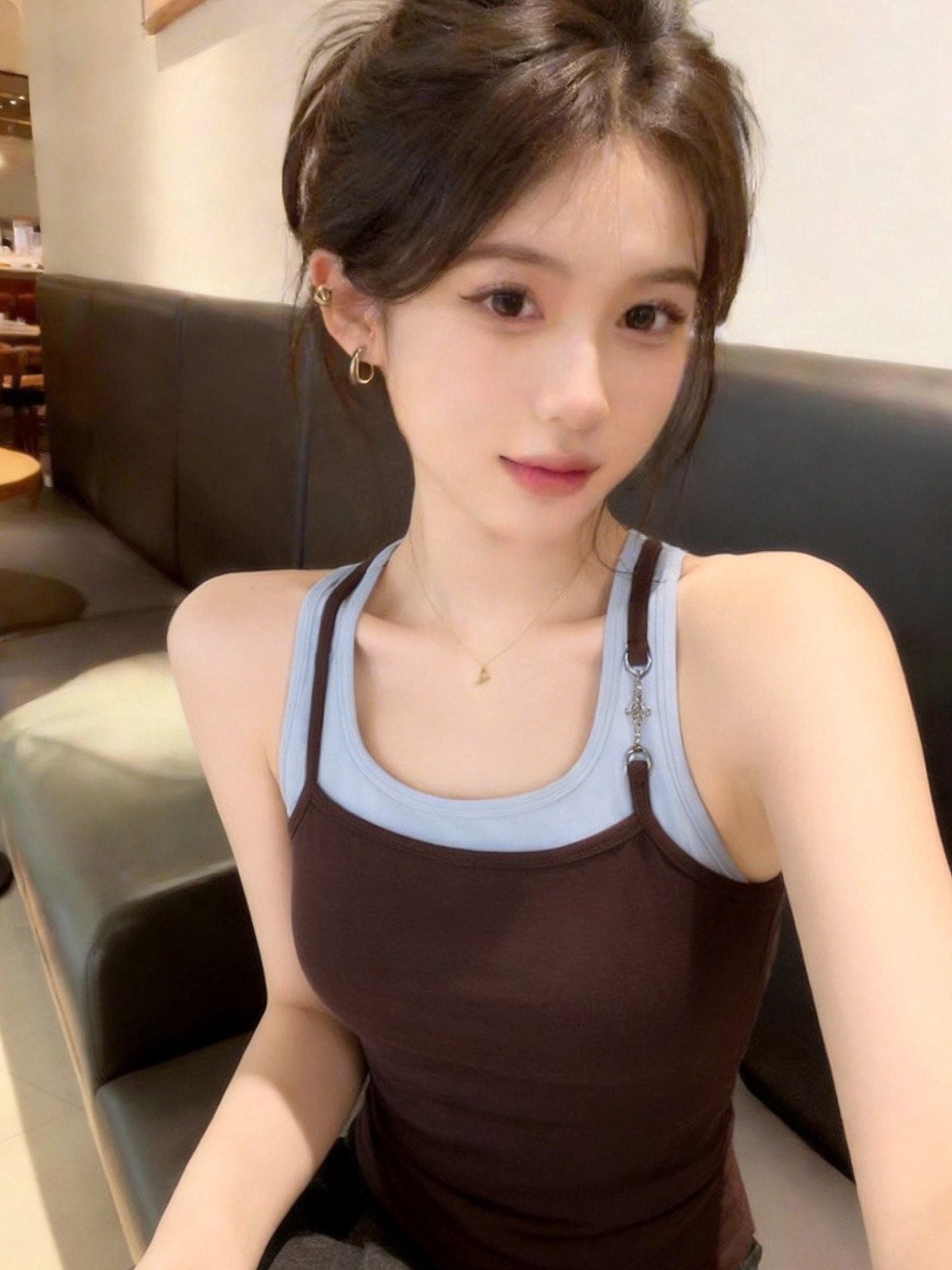Contrast Color Fake Two-piece Vest SA931