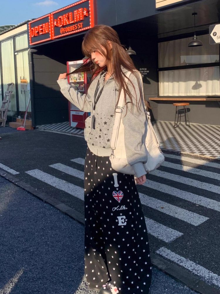 Star Print Hooded Cardigan SAB097