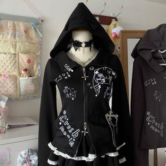 Long-sleeved Hooded Sweatshirt Cardigan SAB031