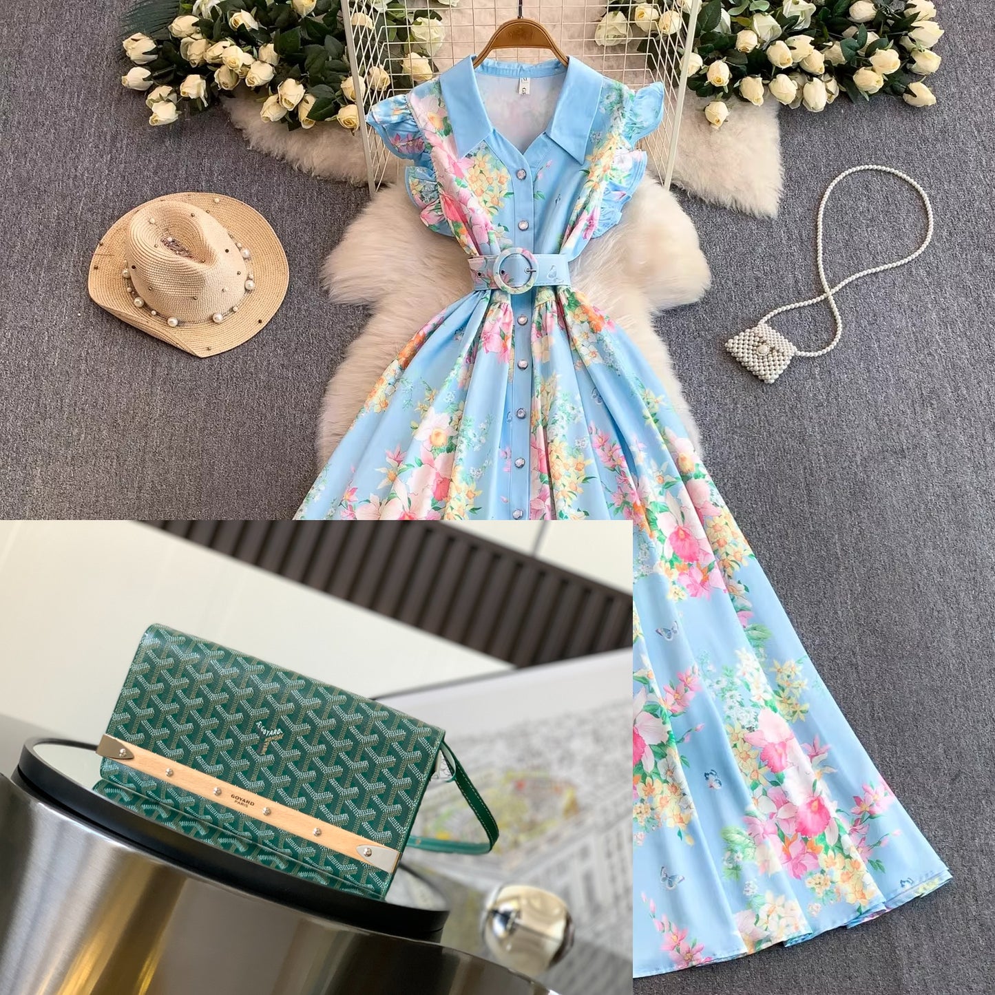 Printed Flying Sleeve Dress Women SA697