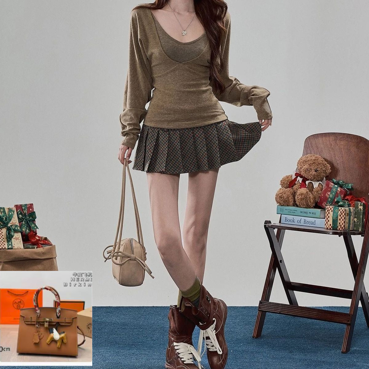 Knitted Sweater Women's Waist and Thin Bottoming Top SA667