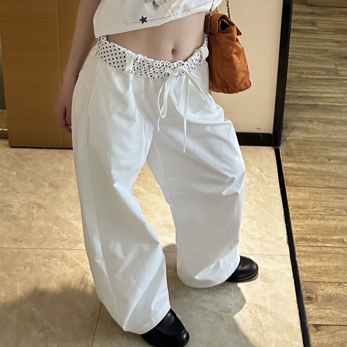 Polka Dot Waist Spliced pants SA969
