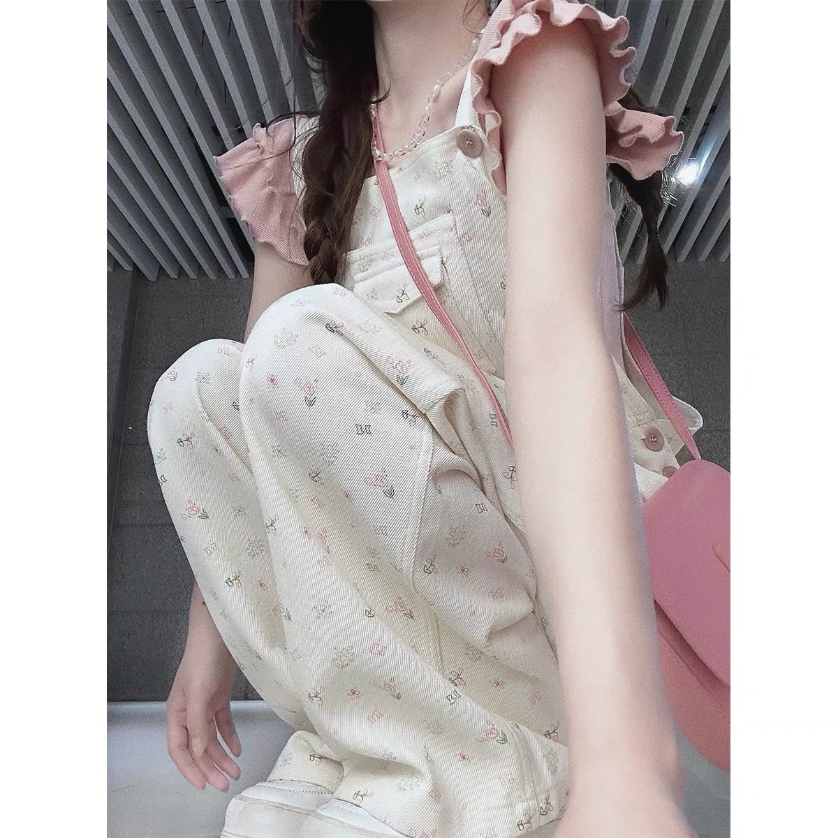 Pink Knitted Top with Flutter Sleeves  64D143 us