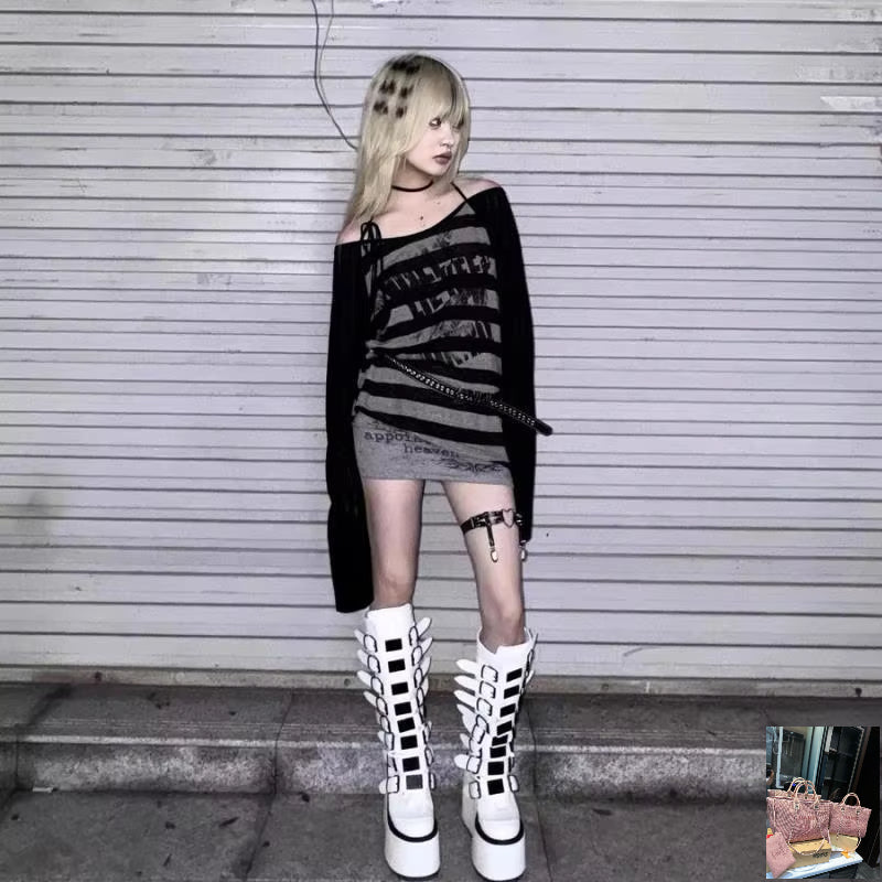 Subcultural Harajuku Hip Hop Striped T Shirts SA194