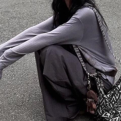 Gray Purple Long-sleeved T-shirt SA677
