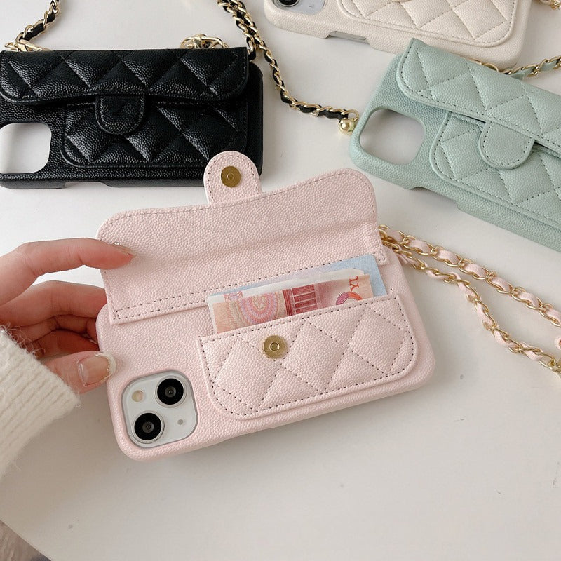 Phone Case Lanyard Crossbody with Lychee Grain Card Holder SP105 FR
