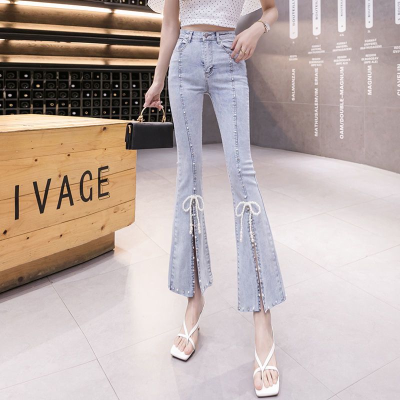 Slit Stretch Micro-flare Jeans  US 64D103