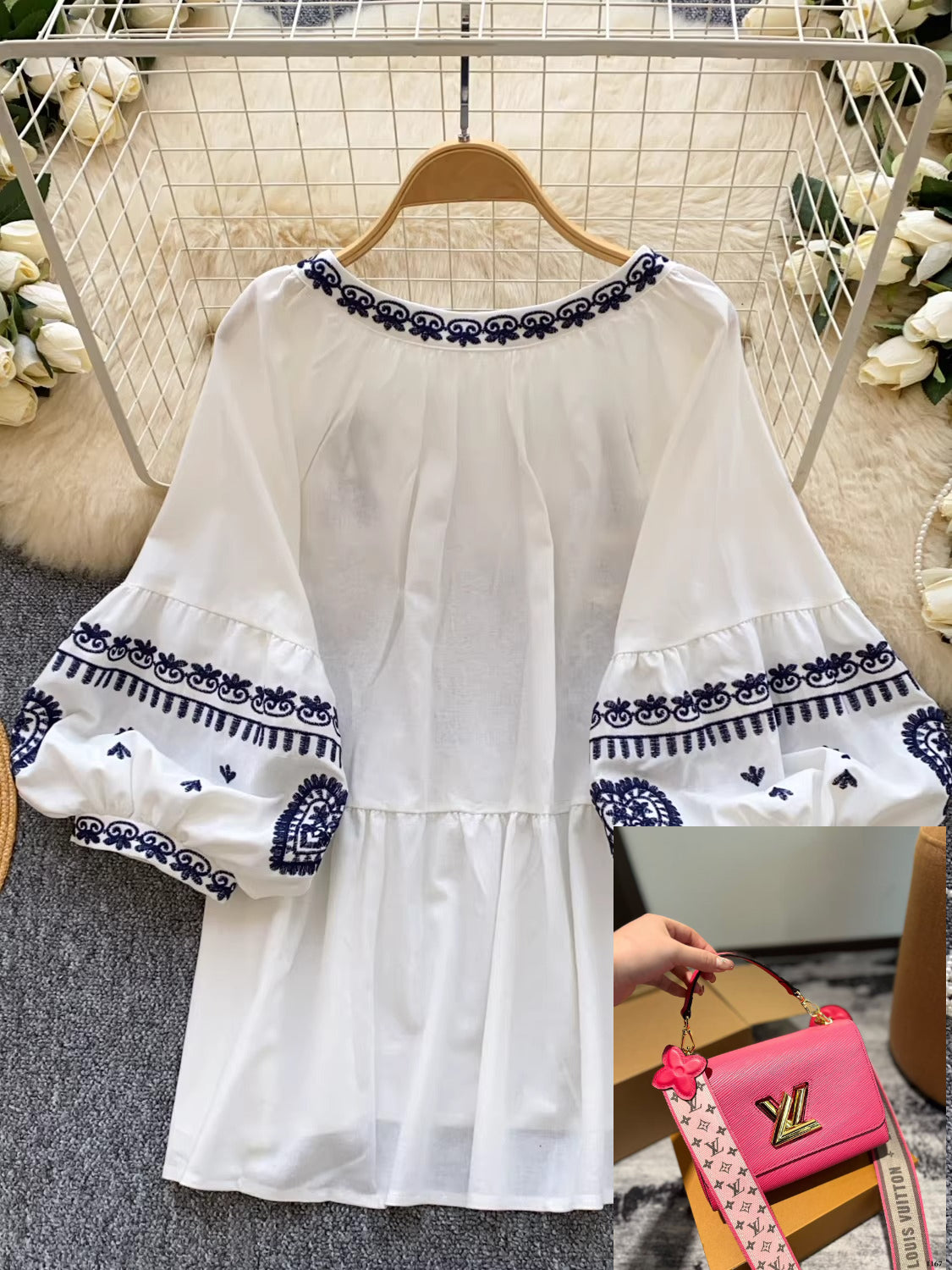 Lace-up Lantern Sleeve Shirt SA803