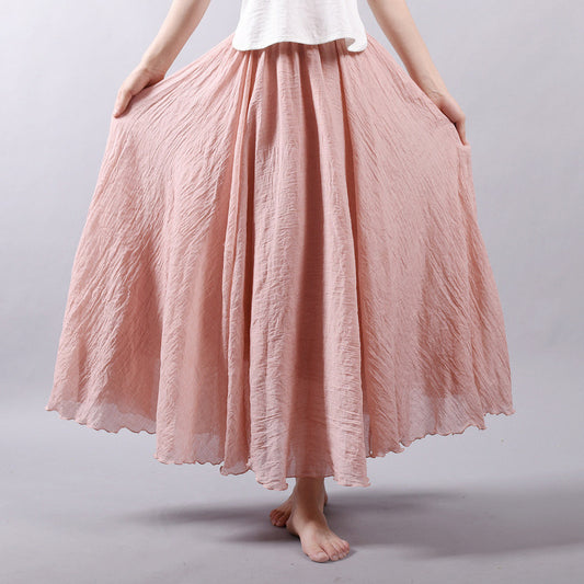 Cotton and Linen  A-shaped Skirt Female 69A690