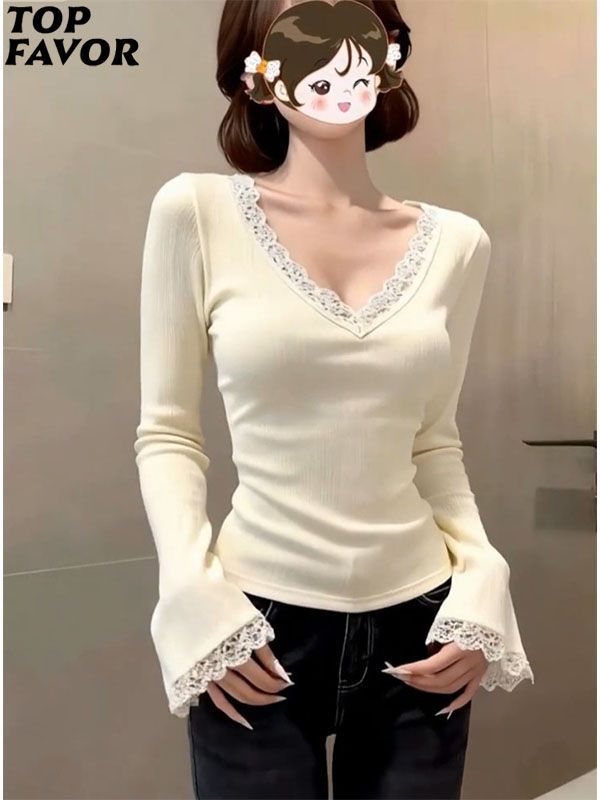 Lace V-neck T-shirt SAB217/SAB218