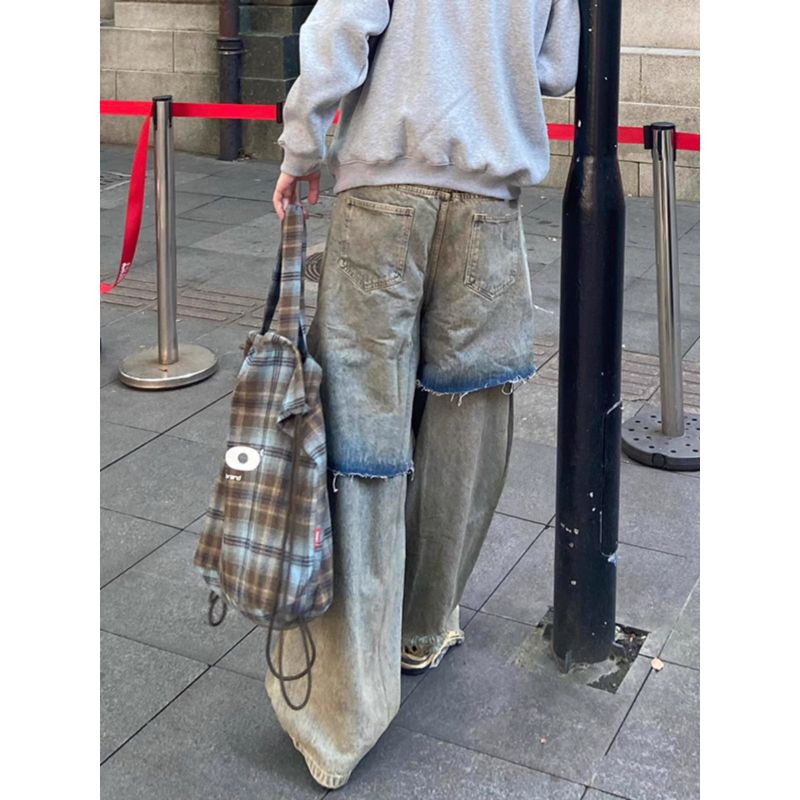 Ripped Stitching Fake Two Jeans SA650/SA651