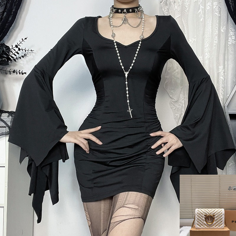 Slim-fit Bat-sleeved Short Dress SA449