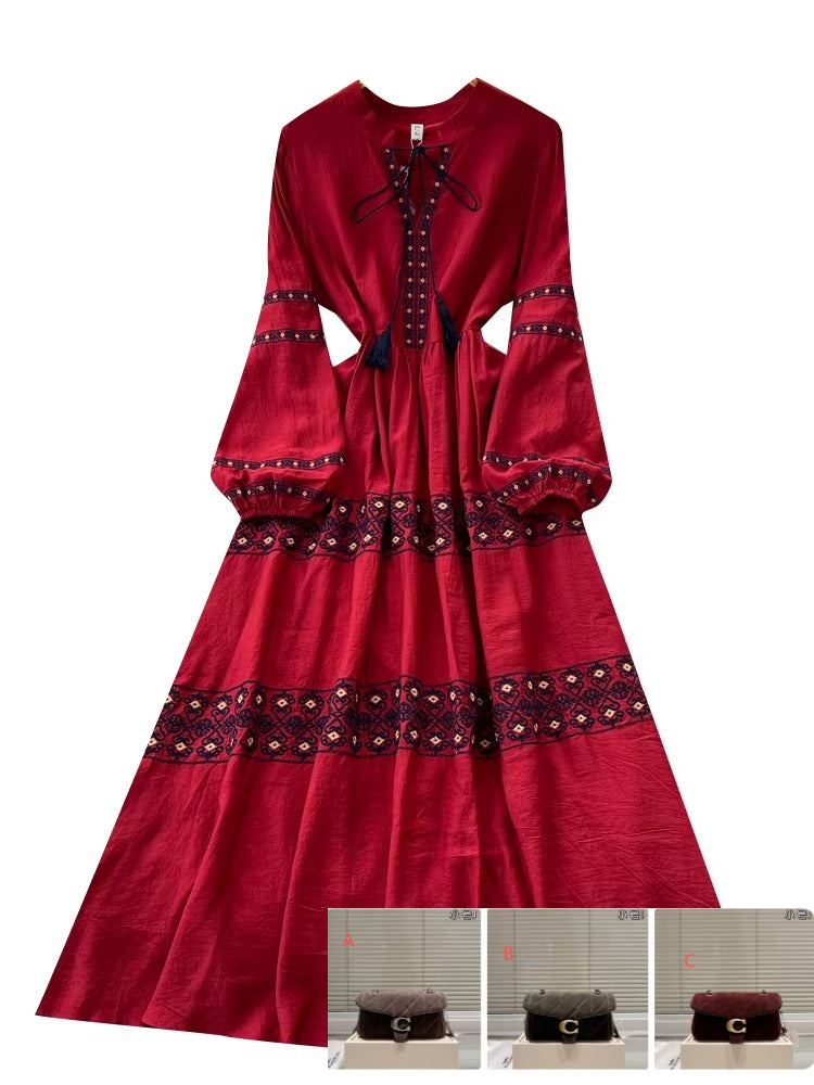 Women's Round Neck Lantern Sleeve Dress SA764