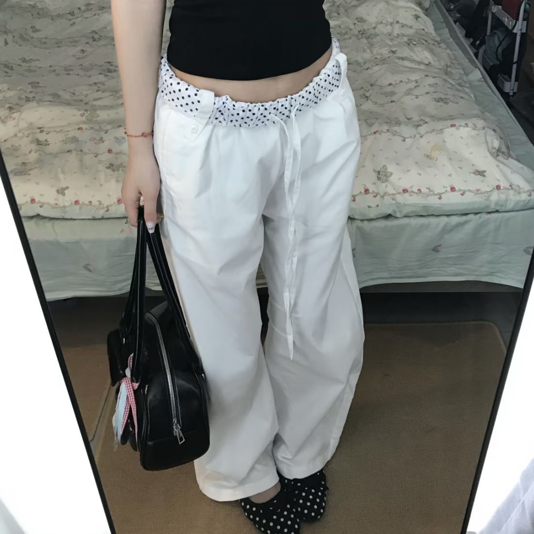 Polka Dot Waist Spliced pants SA969