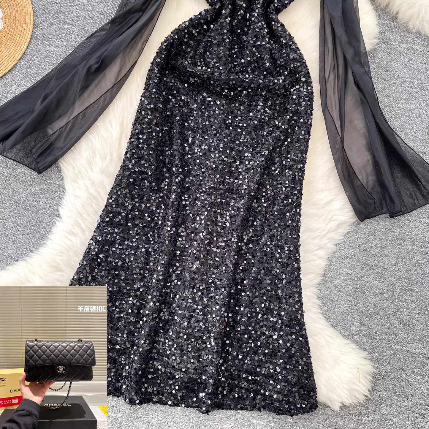 Black Sequin Dress for Women SA804