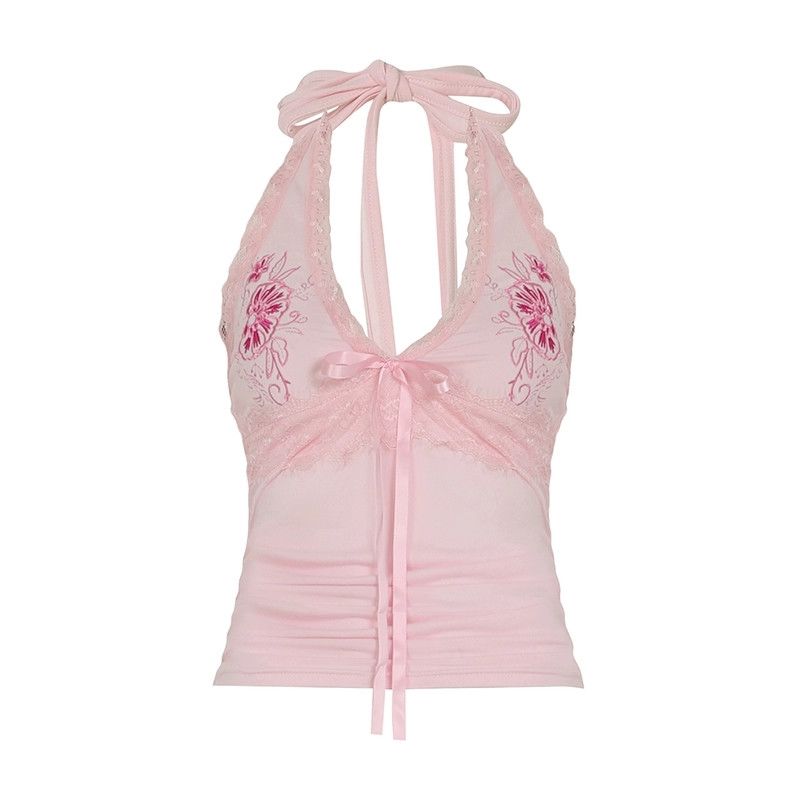Lace Bow Halter Top SA838