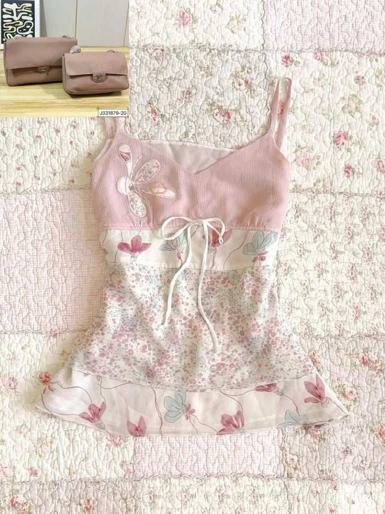 Retro Pink Suspender Top SAB021/SAB022