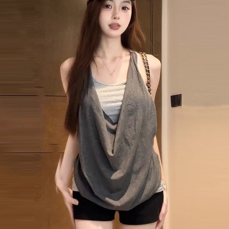 Women's Sleeveless Vest with Swing Collar  SA920