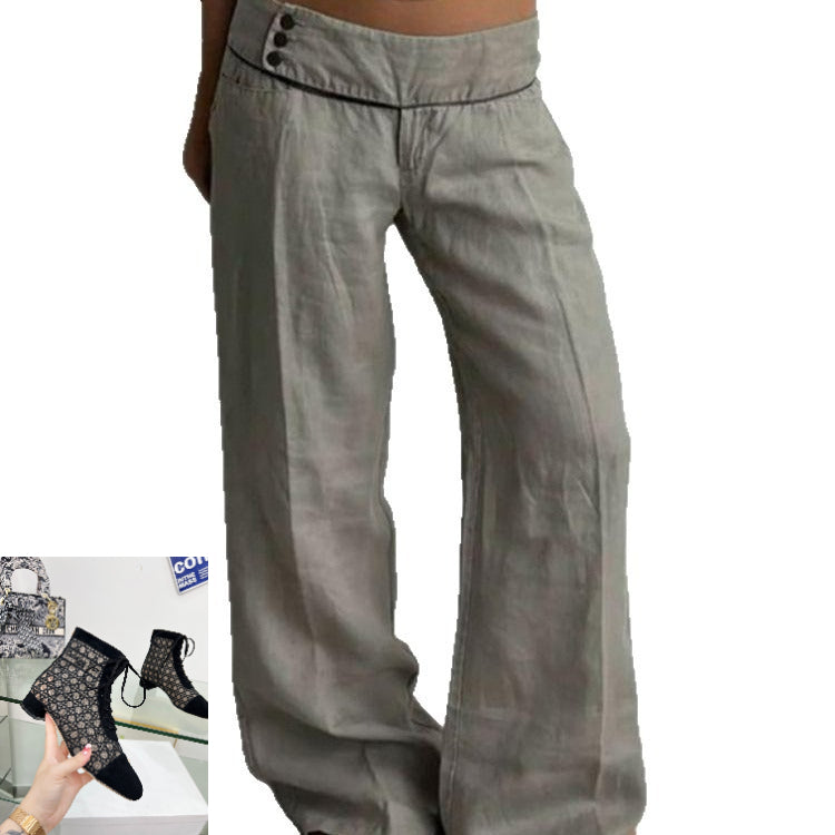 Loose Drape Casual Comfortable Straight Pants Trousers SA575