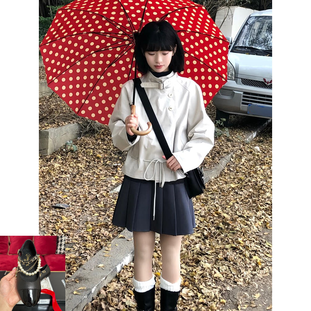 White Short Trench Coat SAB038