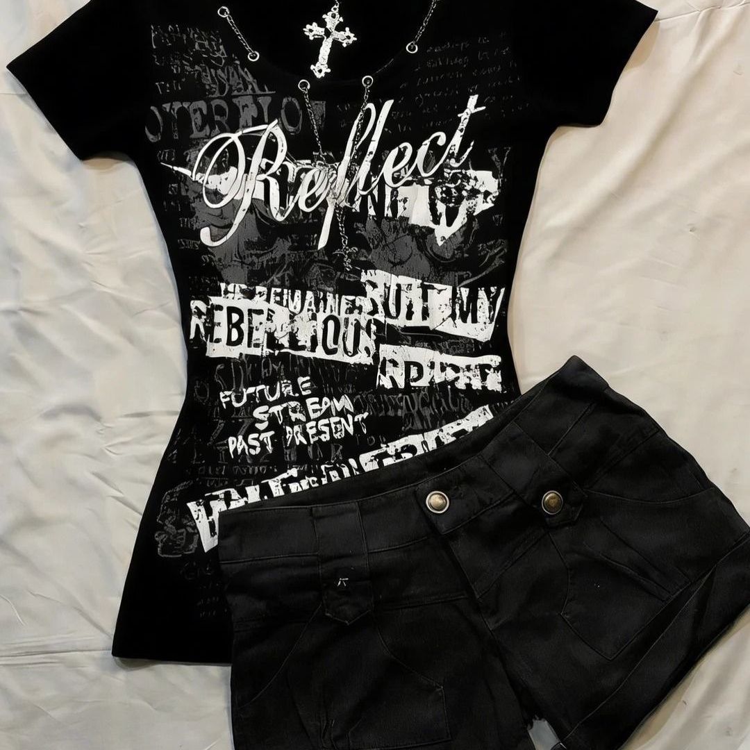 Black Short Sleeve T-shirt SA913