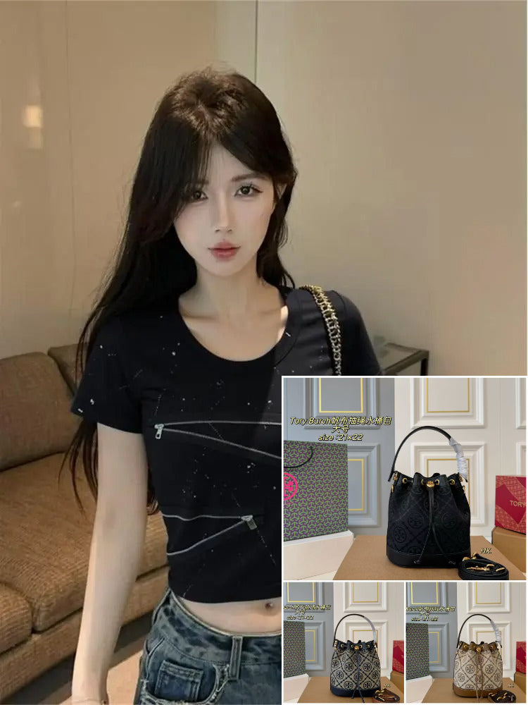 Short-sleeve Irregular Print T-shirt SA844/SA845