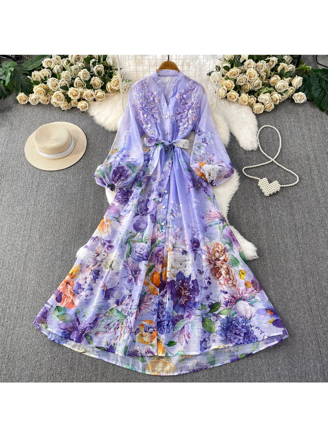 Floral Print Maxi Dress SA730