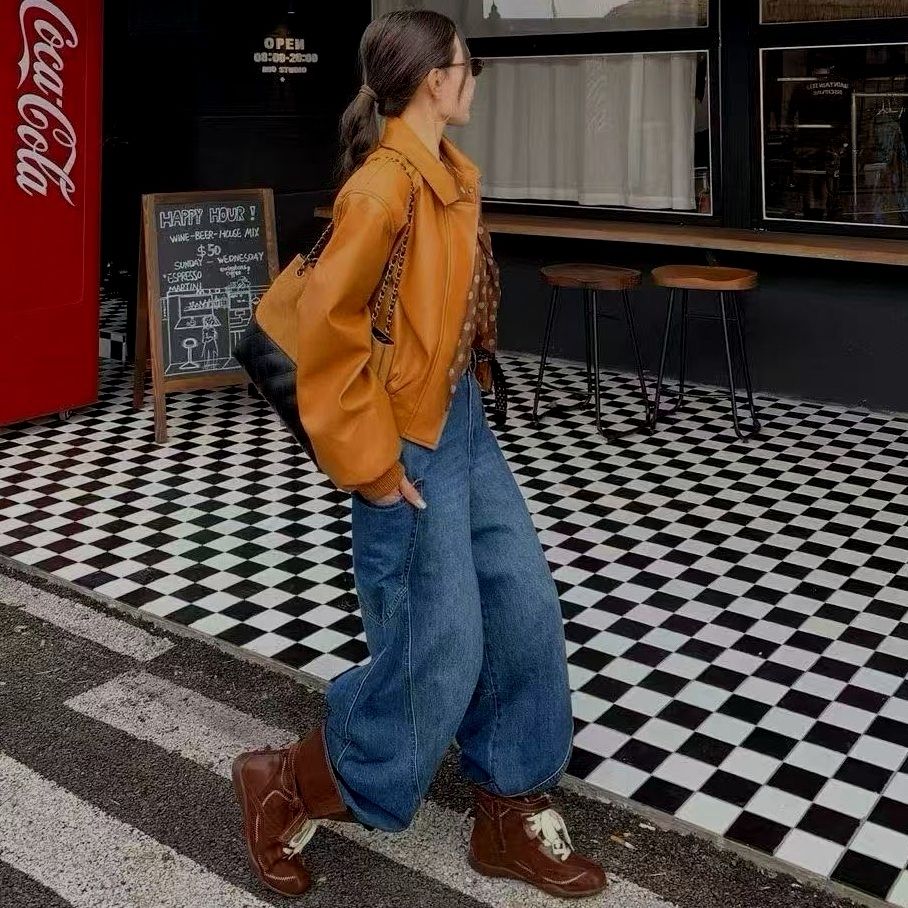Orange Leather Jacket SAB041