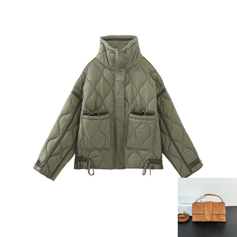 Stand-up Collar Pocket Jacket Cotton-padded Jacket SA544