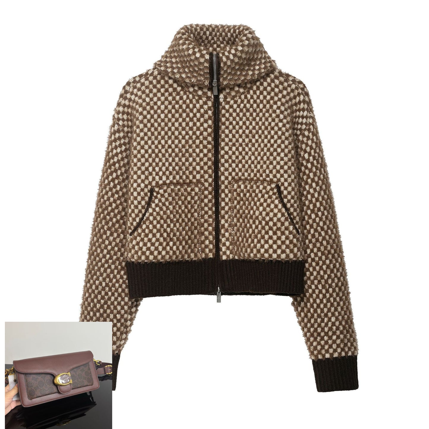 Knitted Stitching Knitted Bomber Jacket SA561