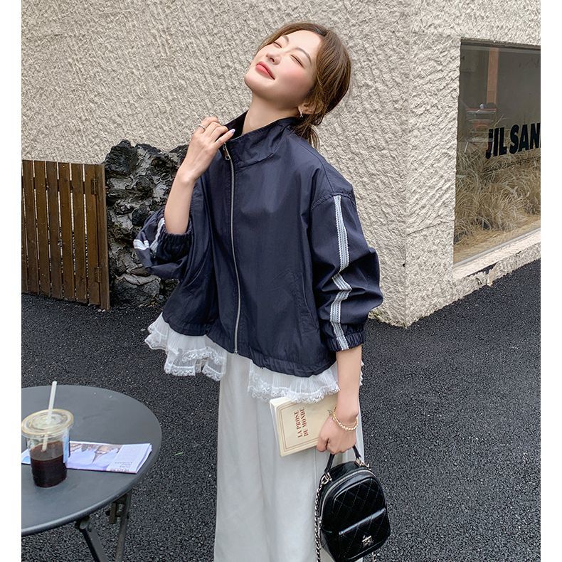 Lace Stand Collar Workwear Jacket SA945