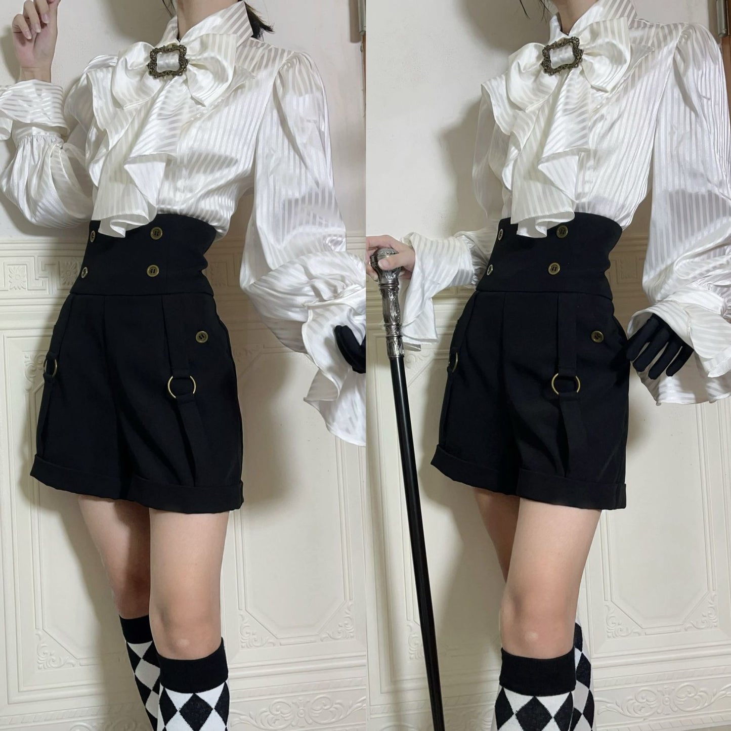 Long-sleeved White Flared Top SAB182