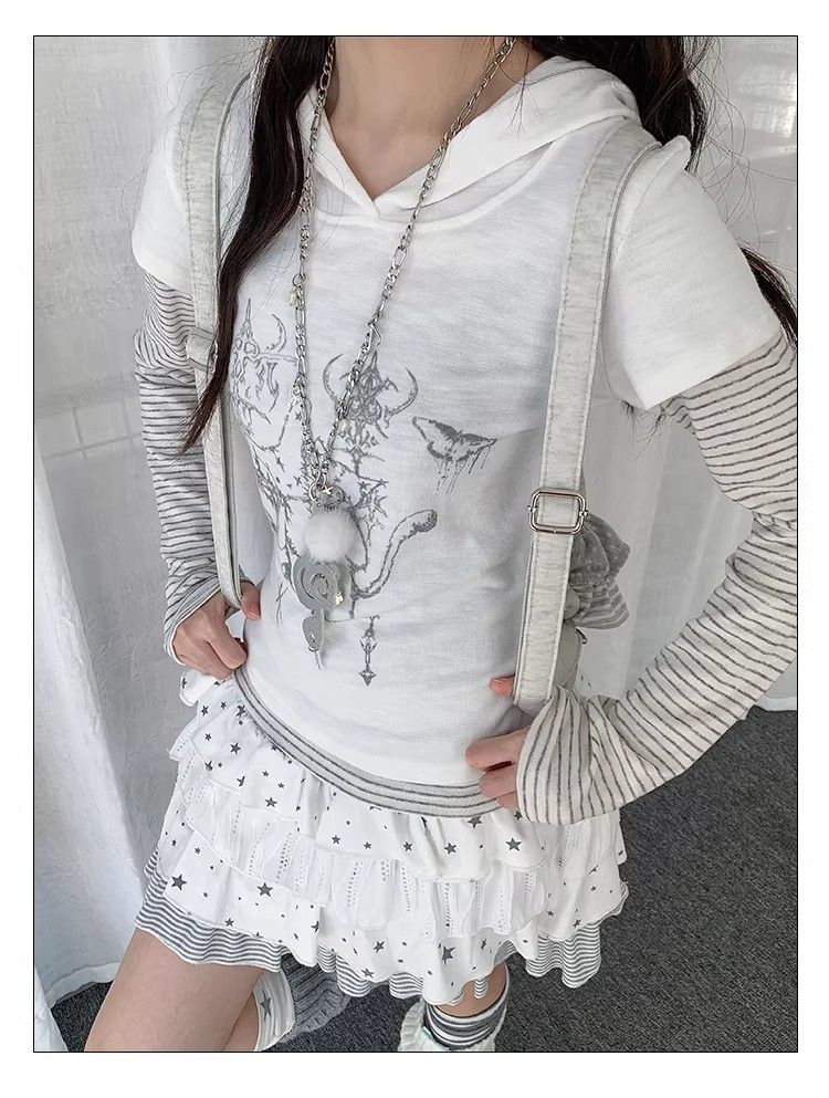 Printed Hooded Long-sleeve T-shirt SA781/SA782