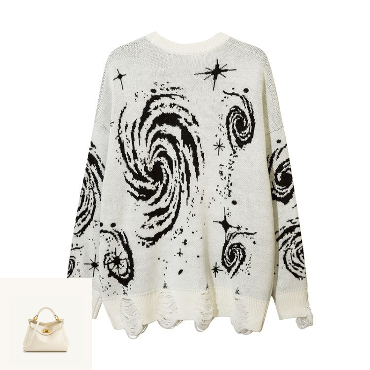 Printed Women's Loose Ripped Sweater SA586