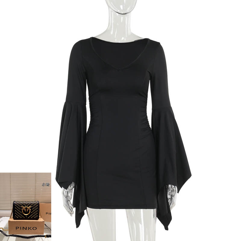 Slim-fit Bat-sleeved Short Dress SA449