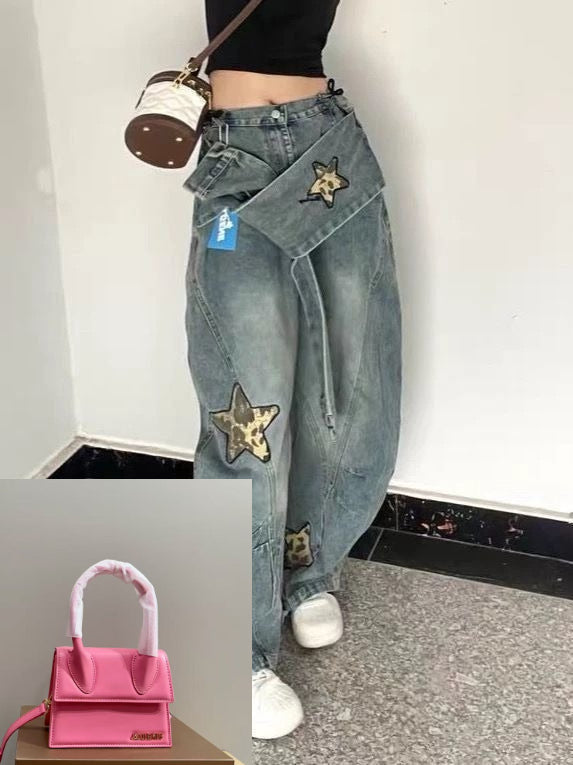 Star Embroidered Sticker Jeans  SA649