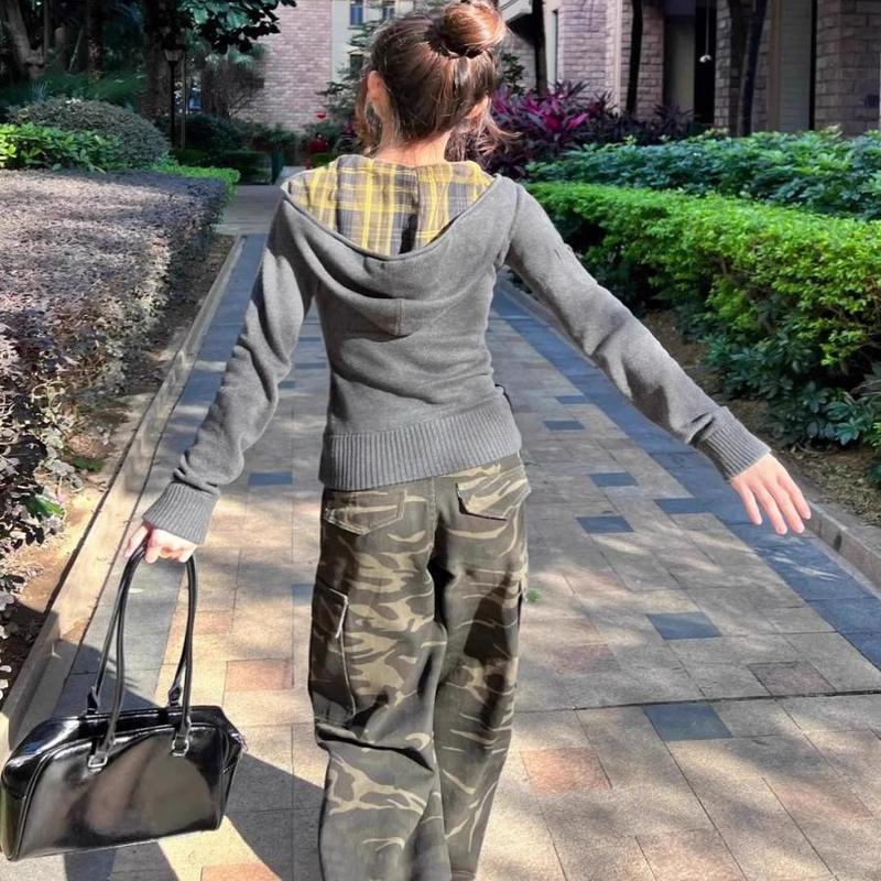 Plaid Hooded Sweatshirt SA884