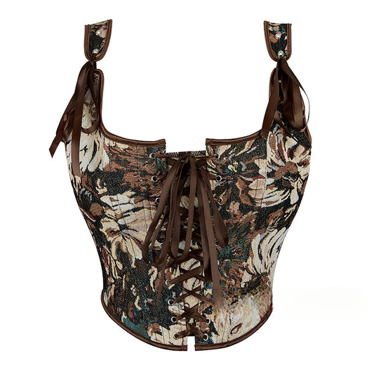 Jacquard Tube Top Sling Fishbone Corset 69A661