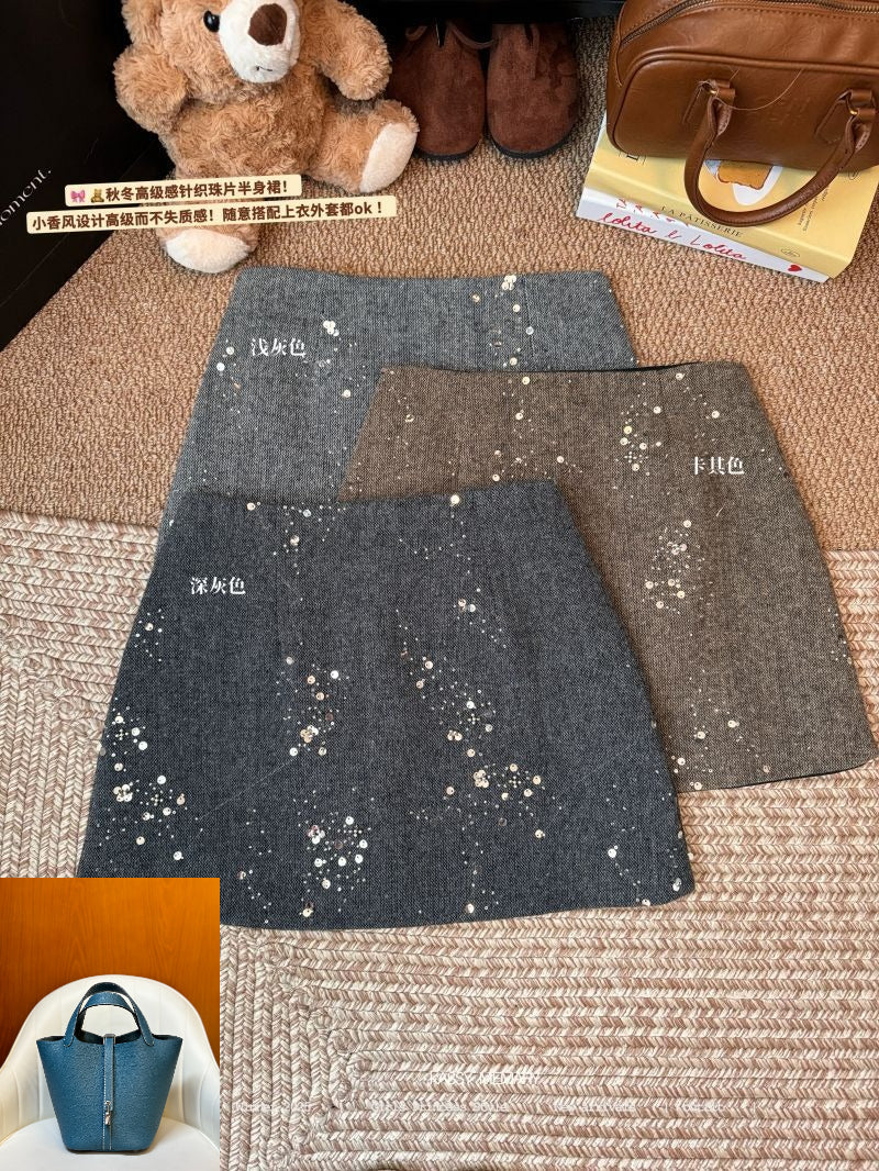 Woolen Sequined Skirt SAB206