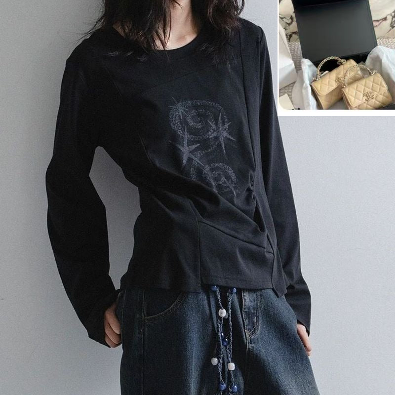Slim-fit Black Long-sleeved T-shirt for Women SA665/SA666