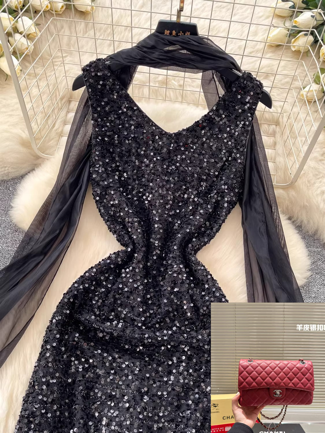 Black Sequin Dress for Women SA804