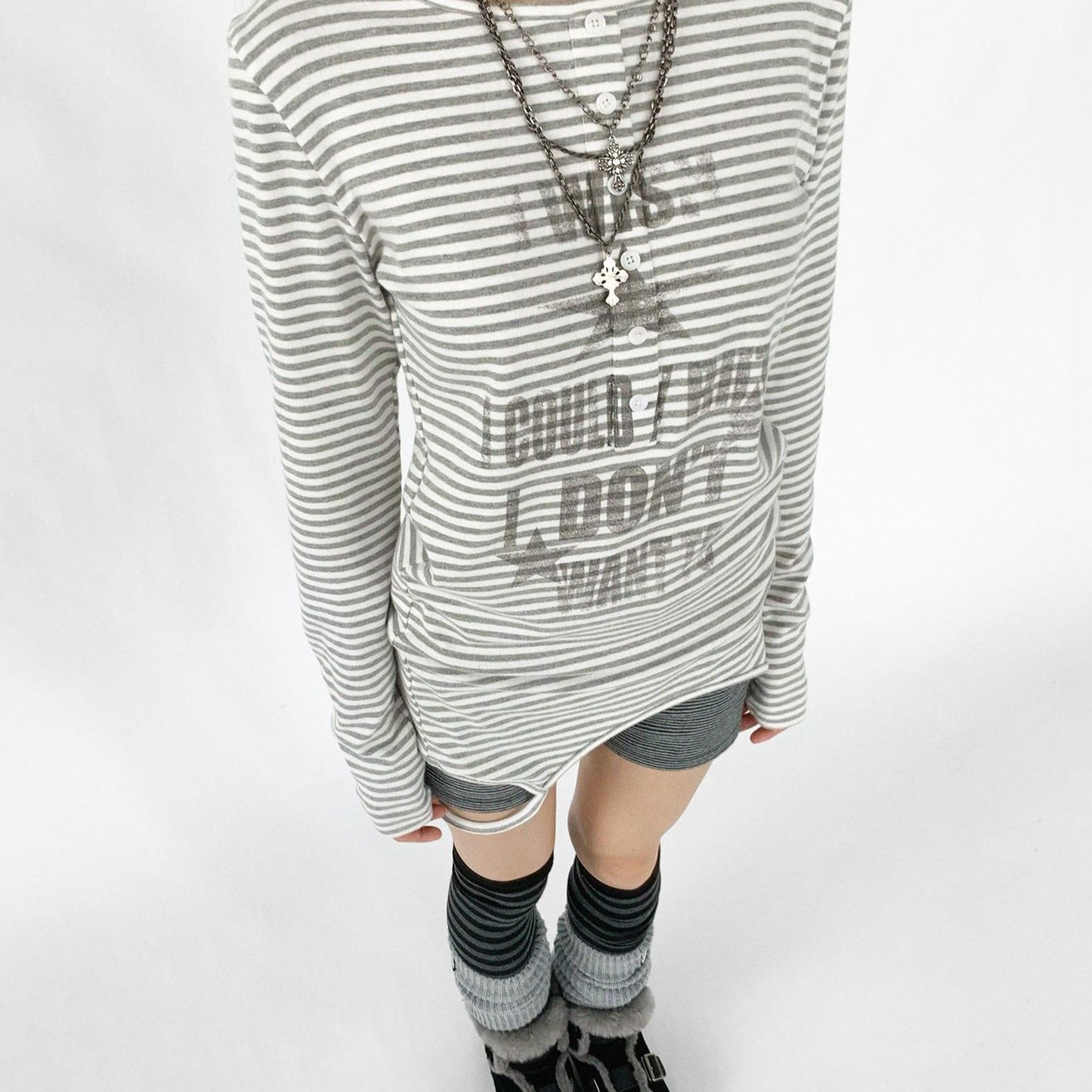 Striped Letter Print Star Long Sleeve T-Shirt SA661