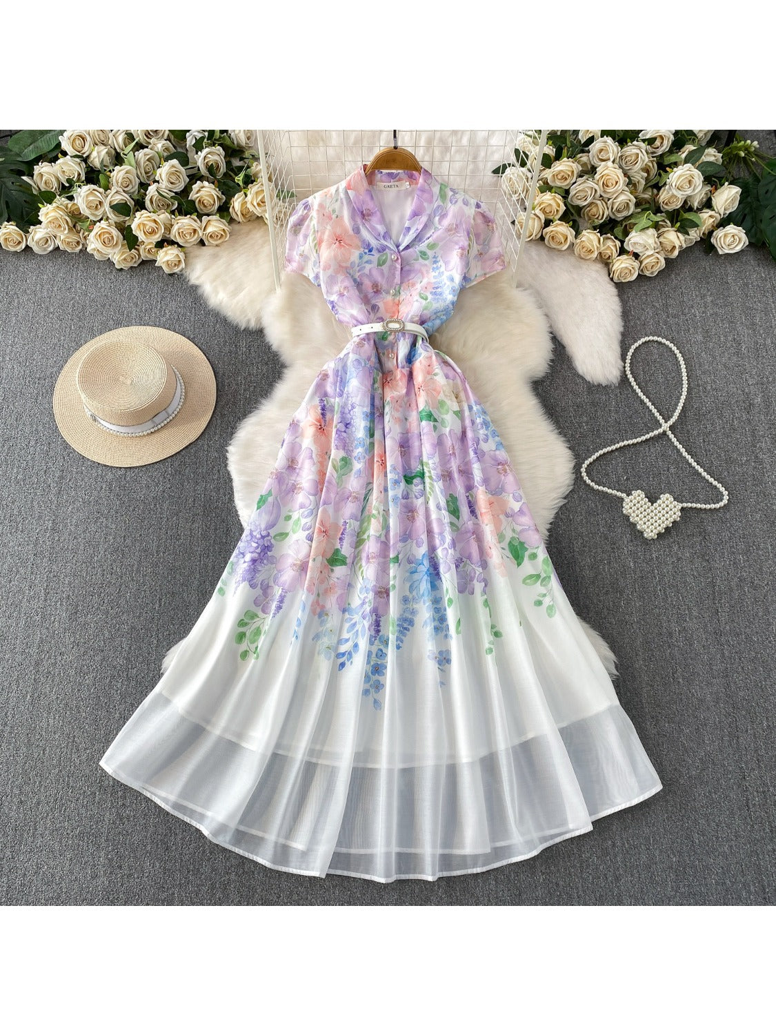Floral Print Maxi Dress SA730
