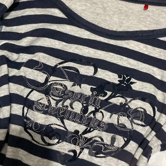 Striped long-sleeved slim-fitting waist T-shirt SA625