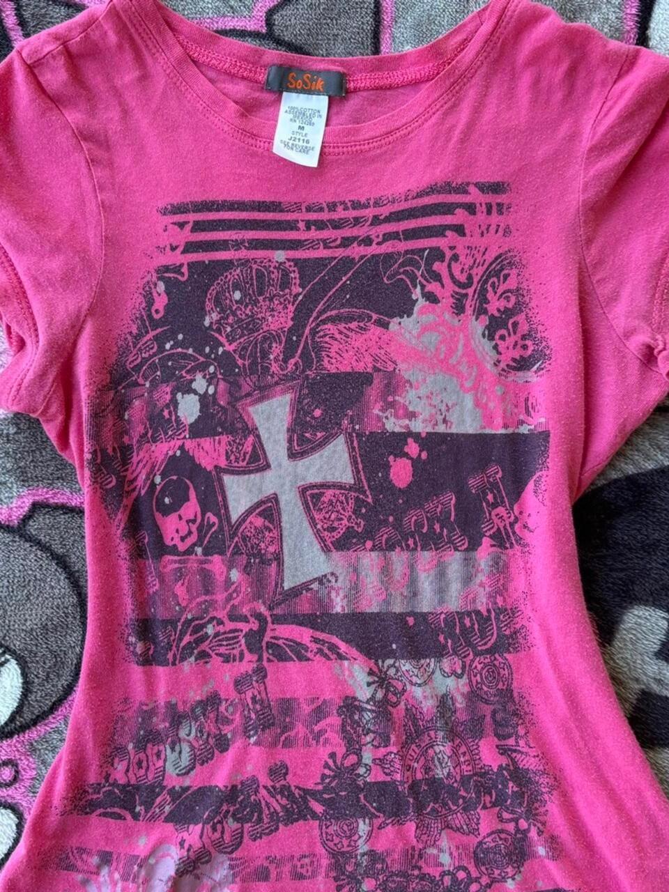 Pink Printed Short Sleeve Top SA624