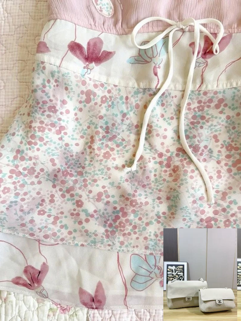 Retro Pink Suspender Top SAB021/SAB022