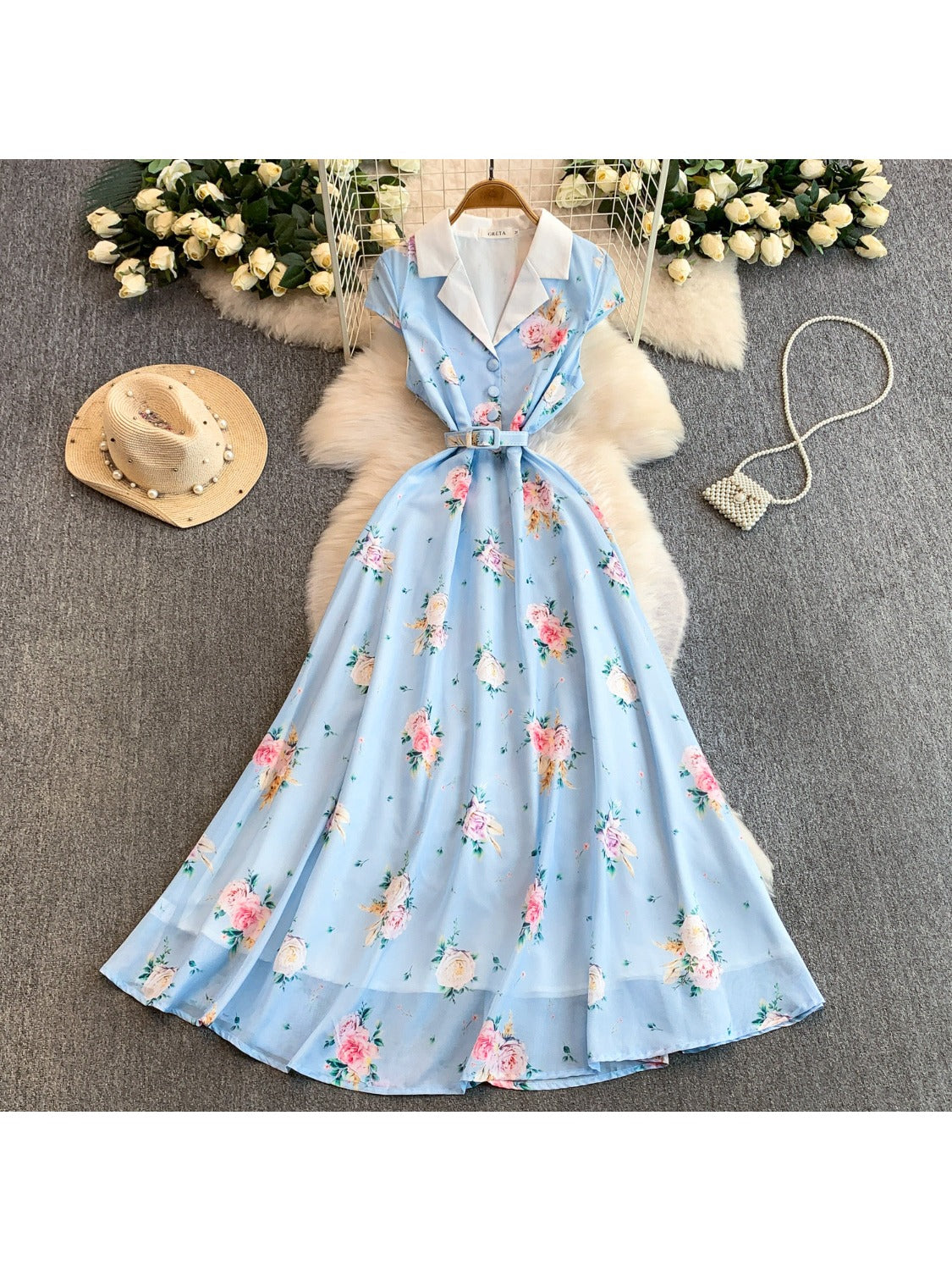 Floral Print Maxi Dress SA730