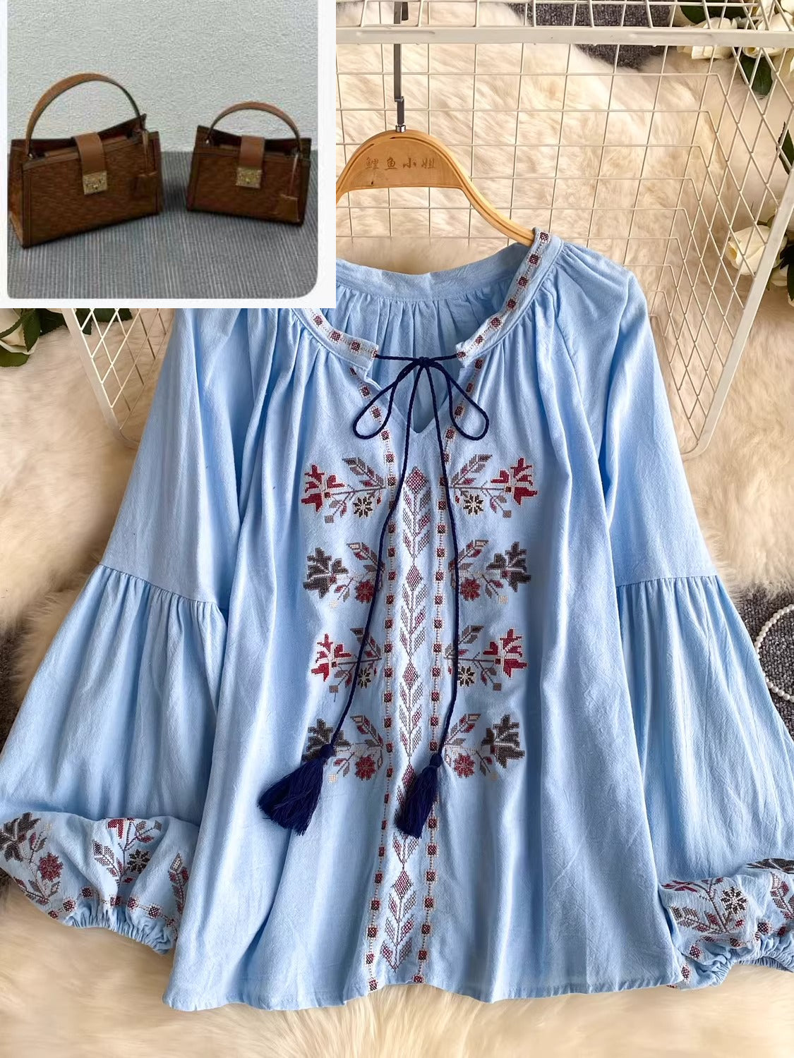 Embroidered and Printed Long-sleeved Shirt SA799/SA800